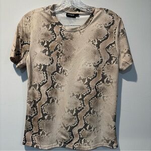 Desigual Women Snake Print Black Beige t Shirt size L